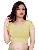 StylesIndia Women's Designer Cotton Lycra Blouse | Back Knot Cut-Out Tassel Design | Stretchable Crop Top for Sarees & Lehengas DNO:136